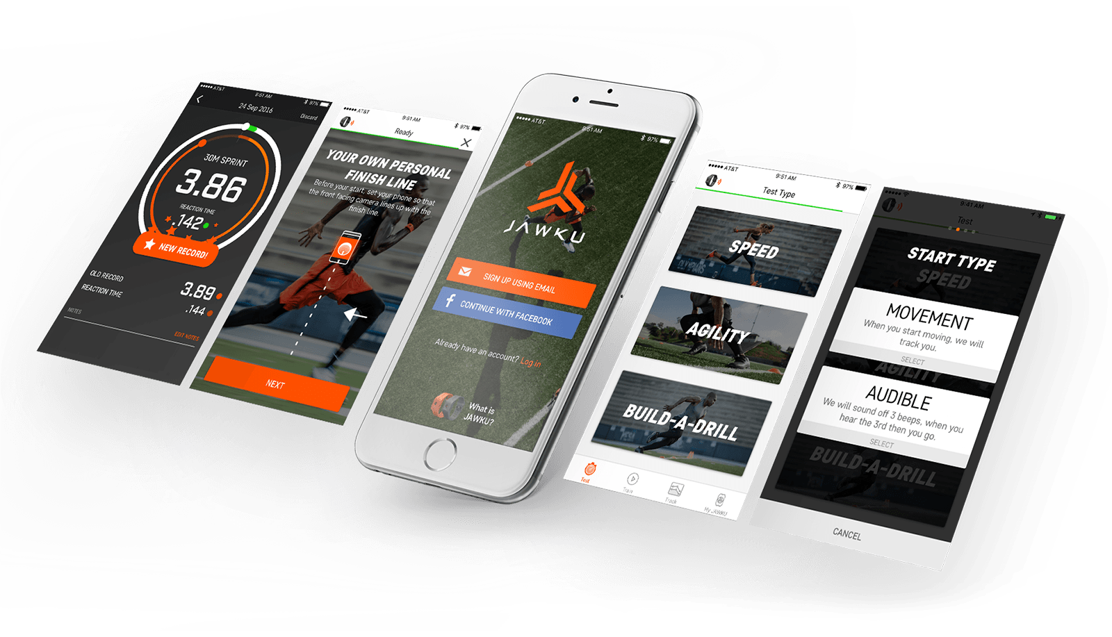 JAWKU Speed Orange Wearable Reaction Track Timing System